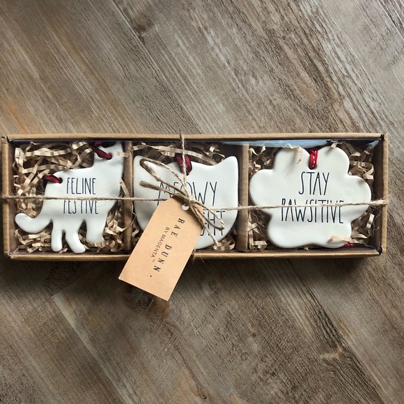 SOLD • Rae Dunn Cat Christmas Ornaments 🐱🐈🎄 NIB - Picture 3 of 6